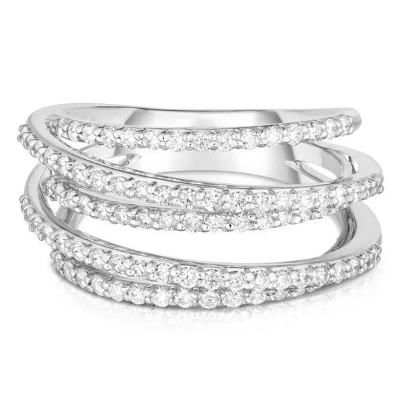 New Women’s 925 Silver Multi Layer Diamond Ring - Picture 2 of 5